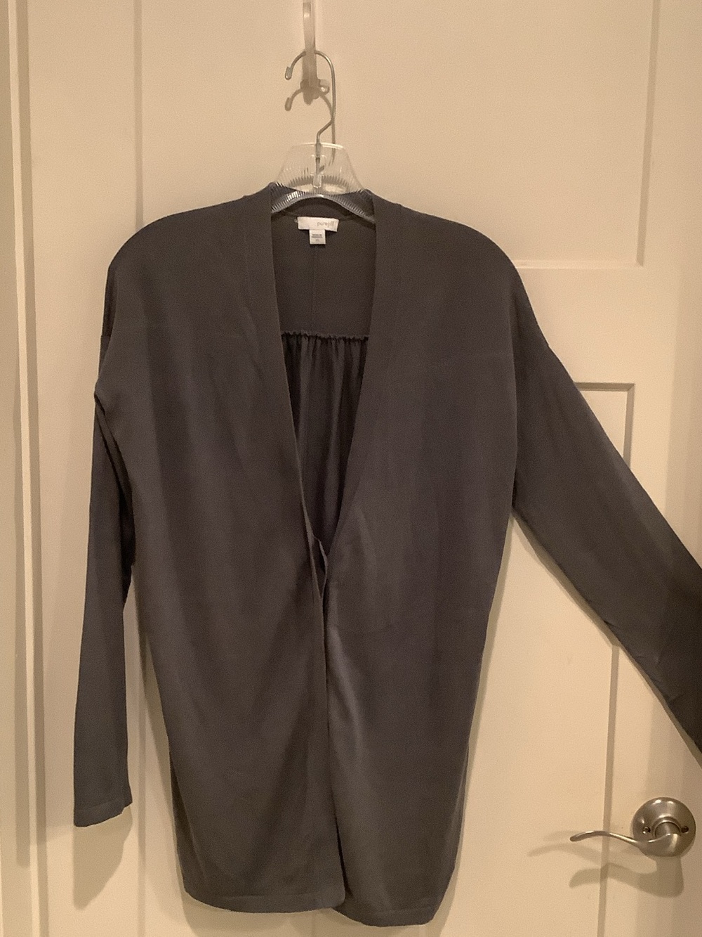 J. Jill Dark Gray Open-Front Longline Jacket